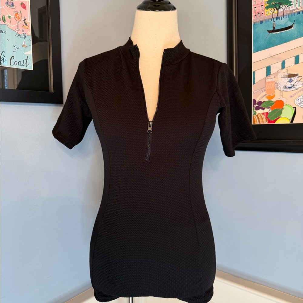 Women's Short Sleeve One Piece Black Swimsuit Sz L